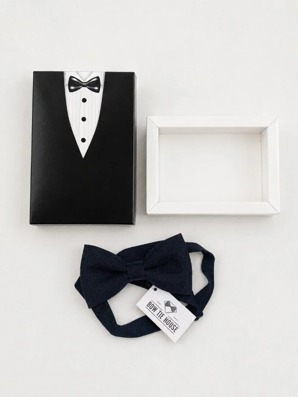 Vesuvio Napoli Boys Navy Pre-Tied Adjustable Bow Tie with Gift Box | Formal Wedd